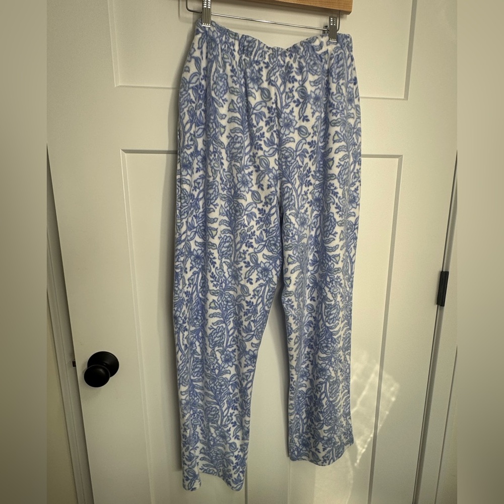 Croft & Barrow Women's Fleece Pajama Pants - Blue Floral, Med. New w/o tags